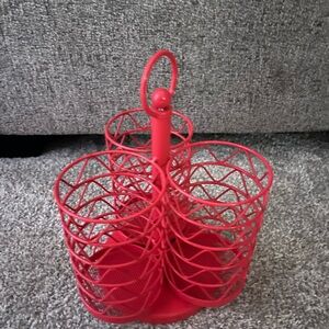 Red Spinning Silverware or Utensil Holder